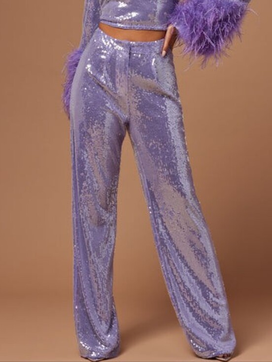 Fashion Nova Pants - NWT Sequin Wide-Leg Pants - Lavender
